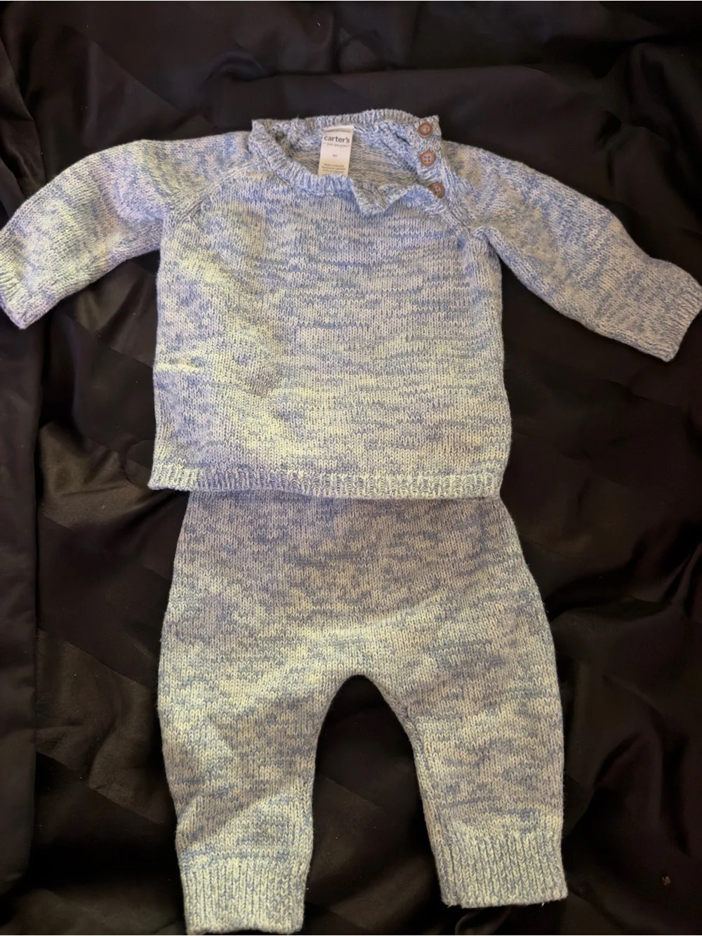 Carter's Blue and Cream Knit Baby Matching Set